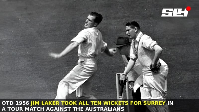 OTD 1956 Jim Laker took all ten wickets for Surrey in a tour match against the Australians